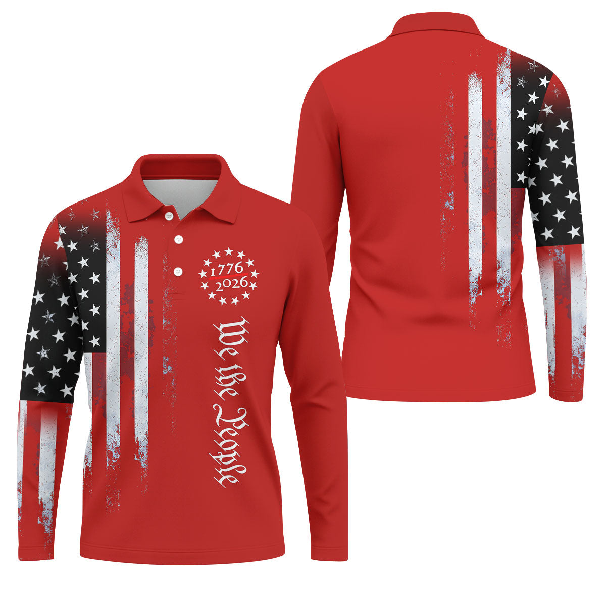 We The People 250 Years Red Vintage Golf Shirt, Patriotic 4th Of July Golf Shirts For Men