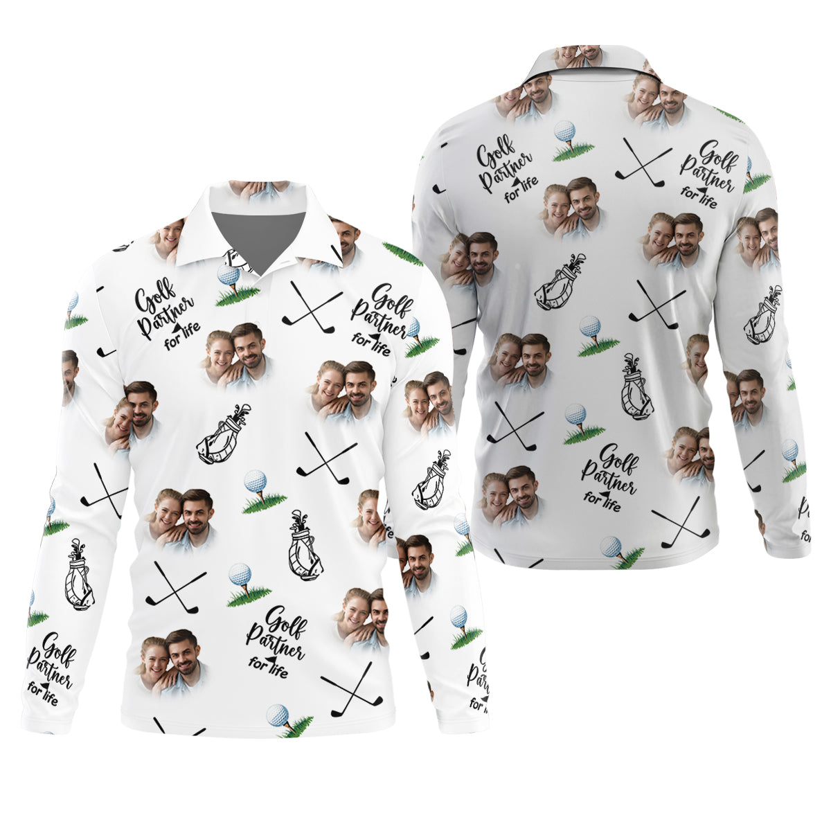 Golf Partner For Life Custom Photo White Golf Tops For Men, Valentines Golf Gift, Golf Gift For Men
