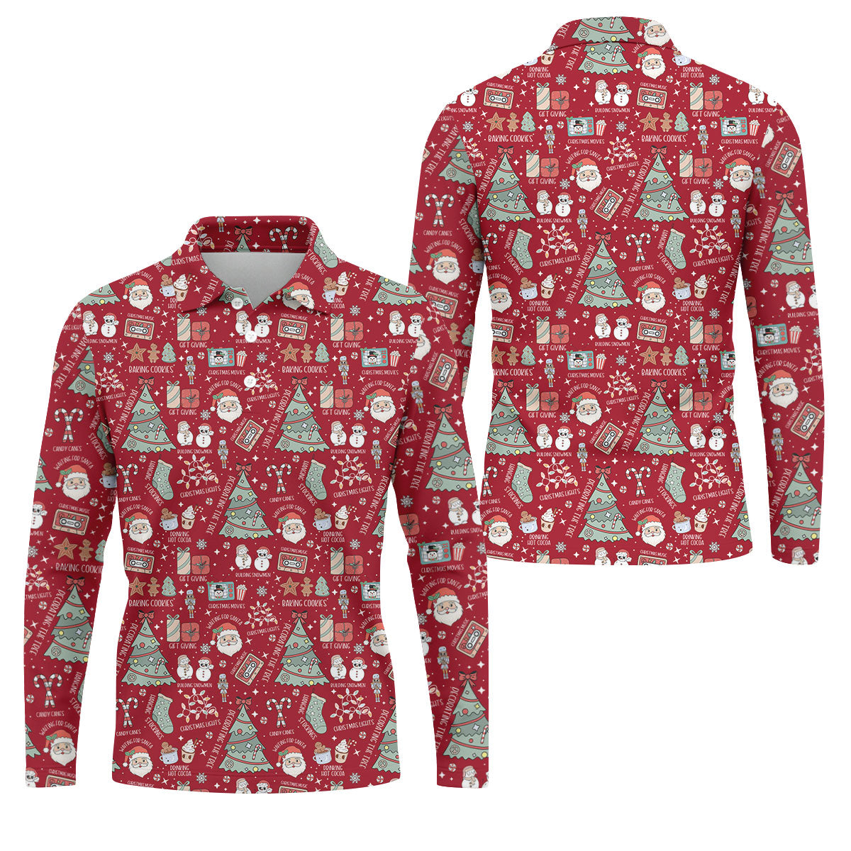 Tis The Season Santa Claus Gift Red Men's Golf Polo Shirttmas Golf Shirt, Polo Shirt Men