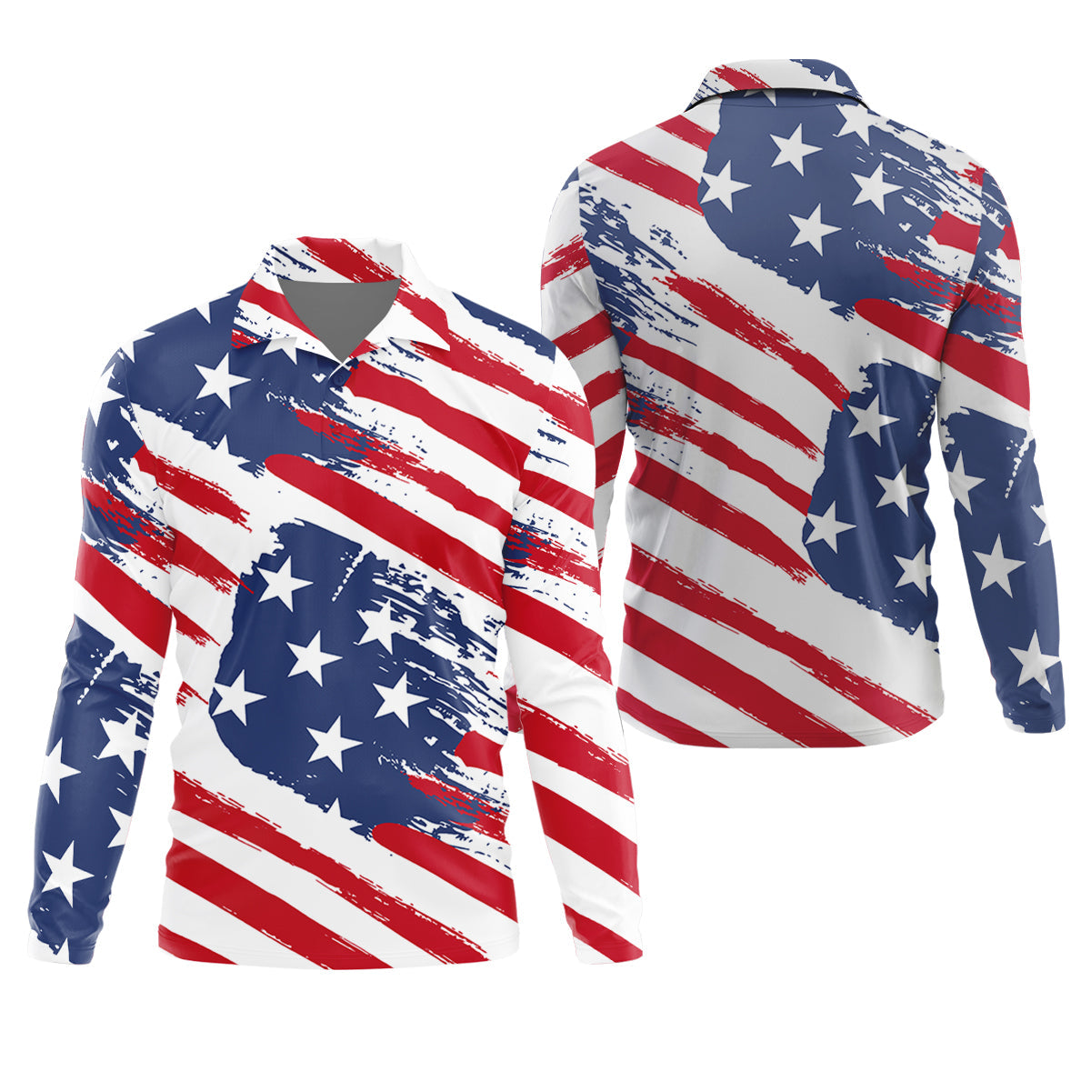 Distressed America Flag Pattern Golf Tops For Men, 250th Anniversary Golf Shirts For Men, Polo ShirtFor Men