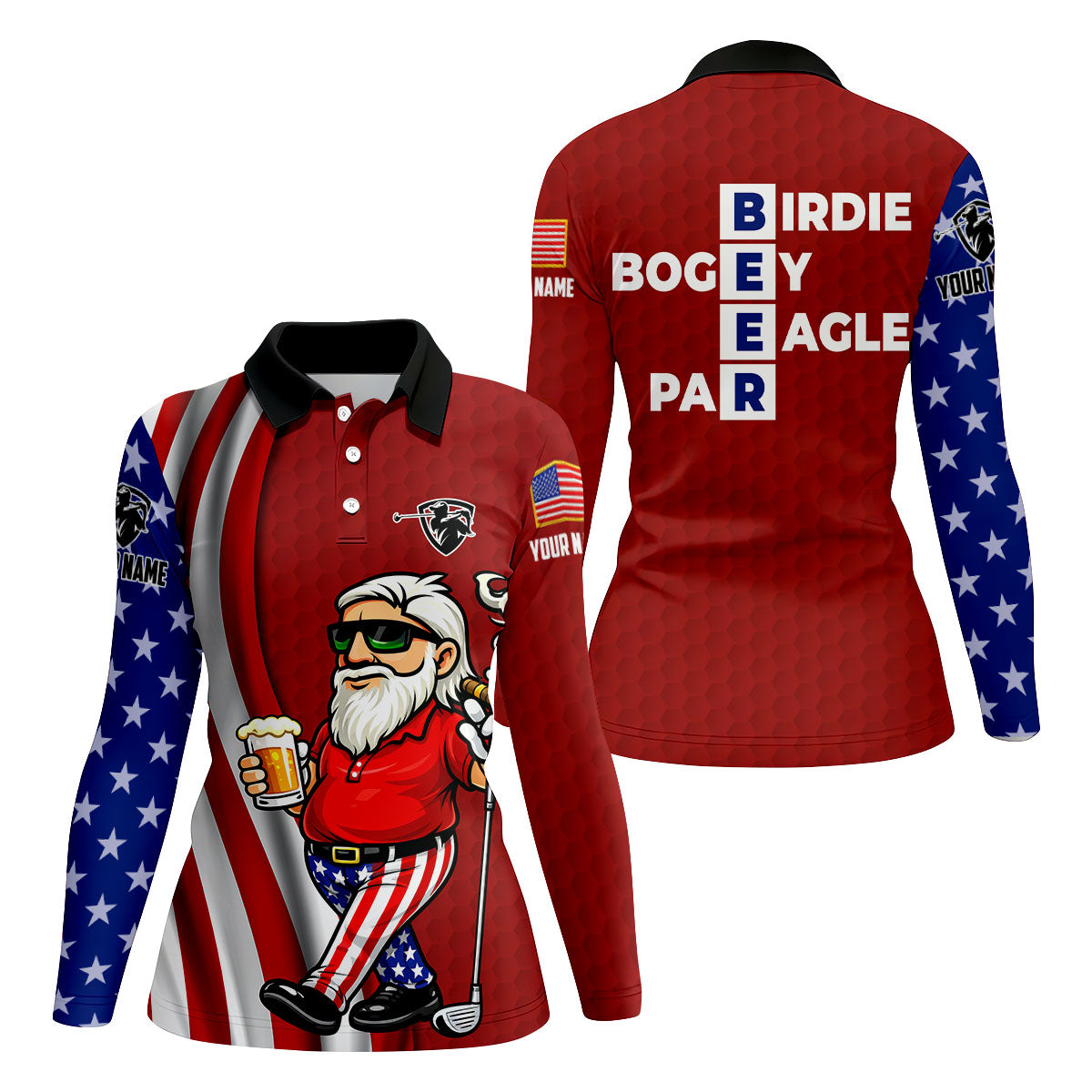 Patriotic Man Golf And Beer Funny 4th Of July Red Golf Shirt, 250 Years Of America Women's Golf Tops
