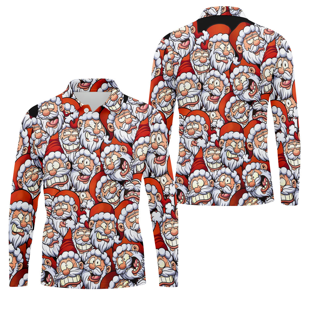 Santa Claus Face Fun Golf Shirts For Men, Christmas Golf Shirt, Polo ShirtFor Men, Golfing Apparel