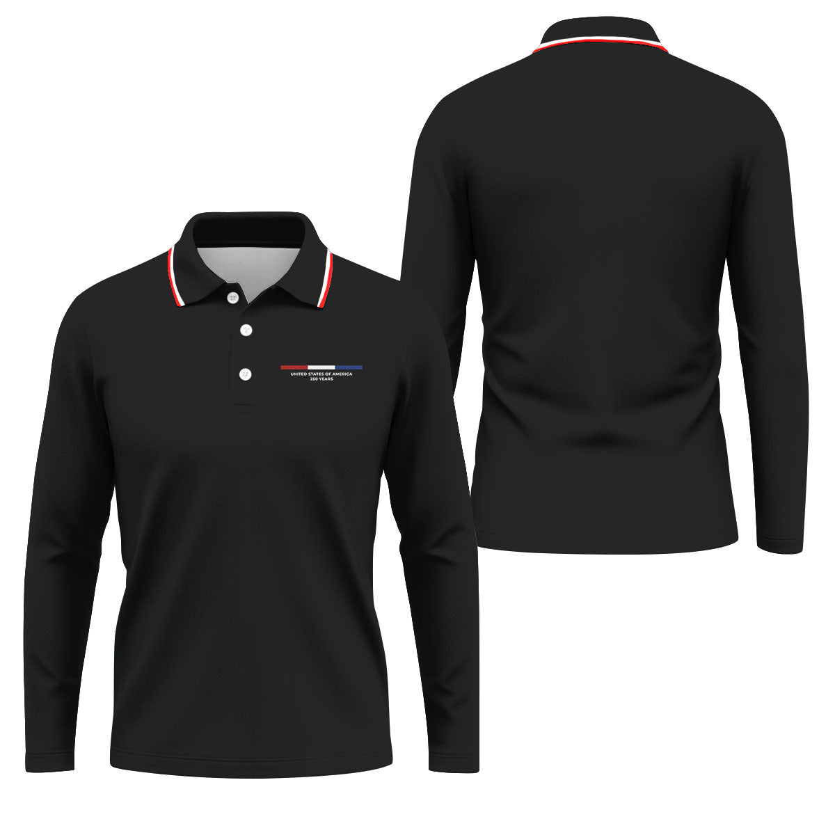 United States Of America 250 Years Black Golf Shirt, Patriotic Golf Shirt, Golf Shirts For Men