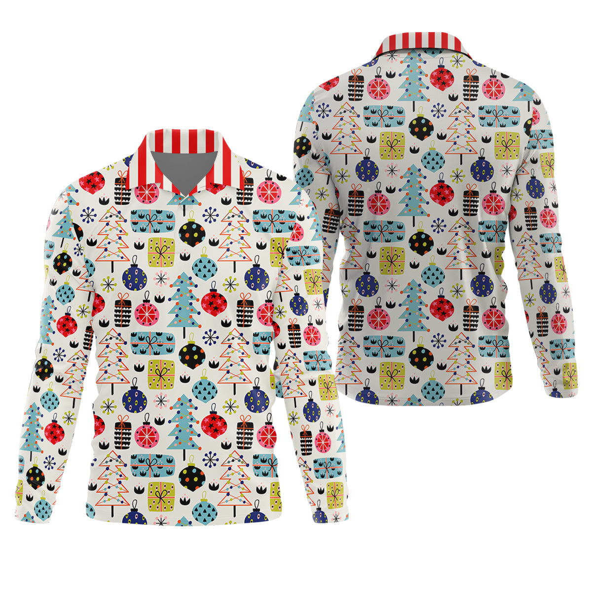Colorful Christmas Men's Golf Polo Shirtristmas Golf Shirt, Cute Golf Outfit, Golf Gift For Men