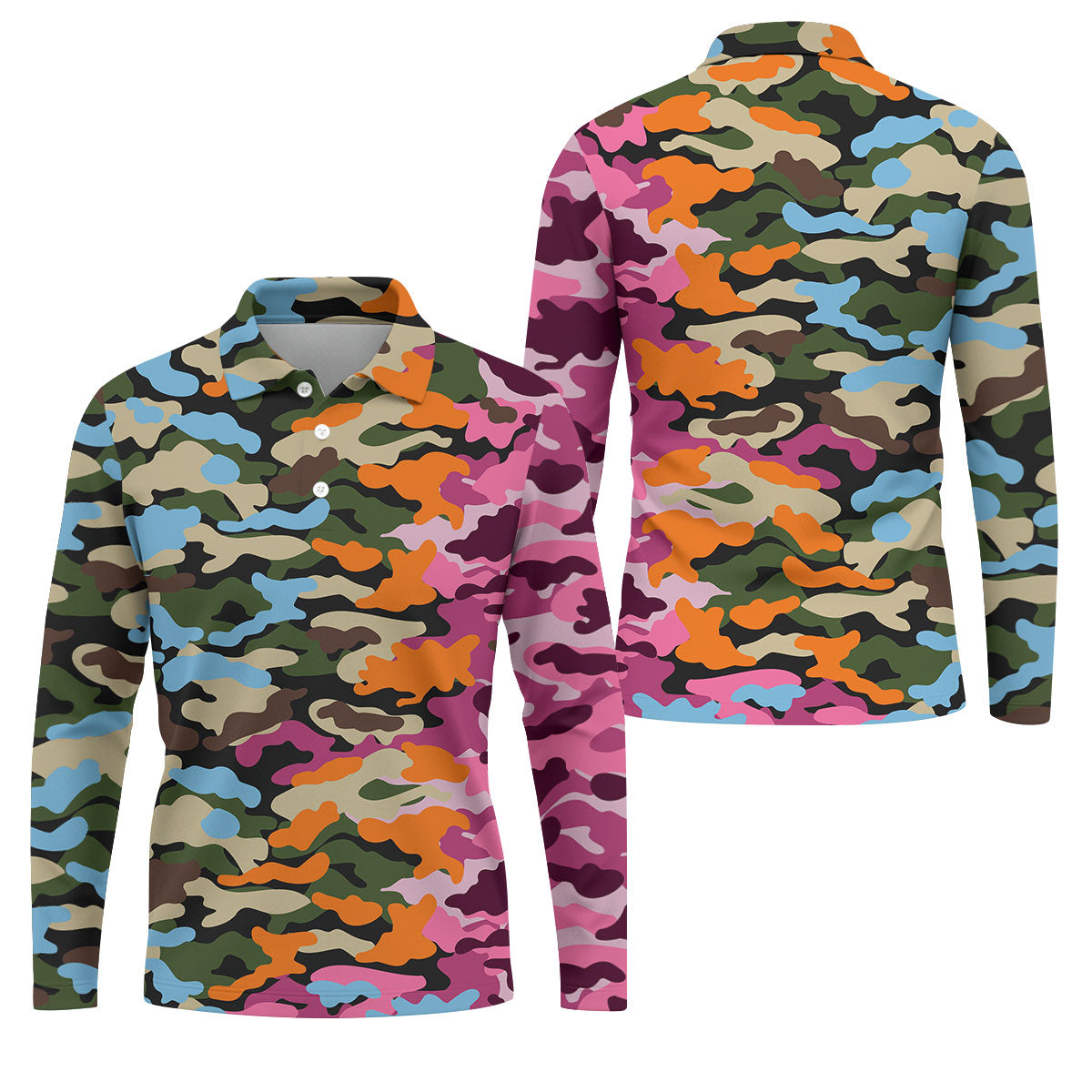 Rainbow Camouflage Golf Tops For Men, Cool Golf Outfit, Polo Shirtor Men, Golf Shirts For Men