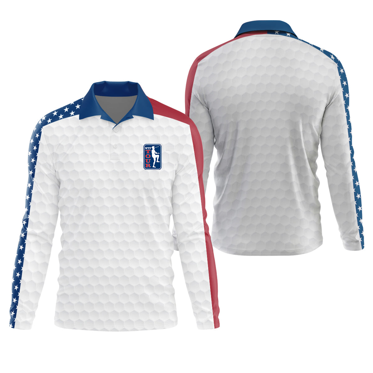 WTF Tour Angery Golfer Golf Ball Pattern Red White Blue Golf Shirts For Men, Polo Shirt Men