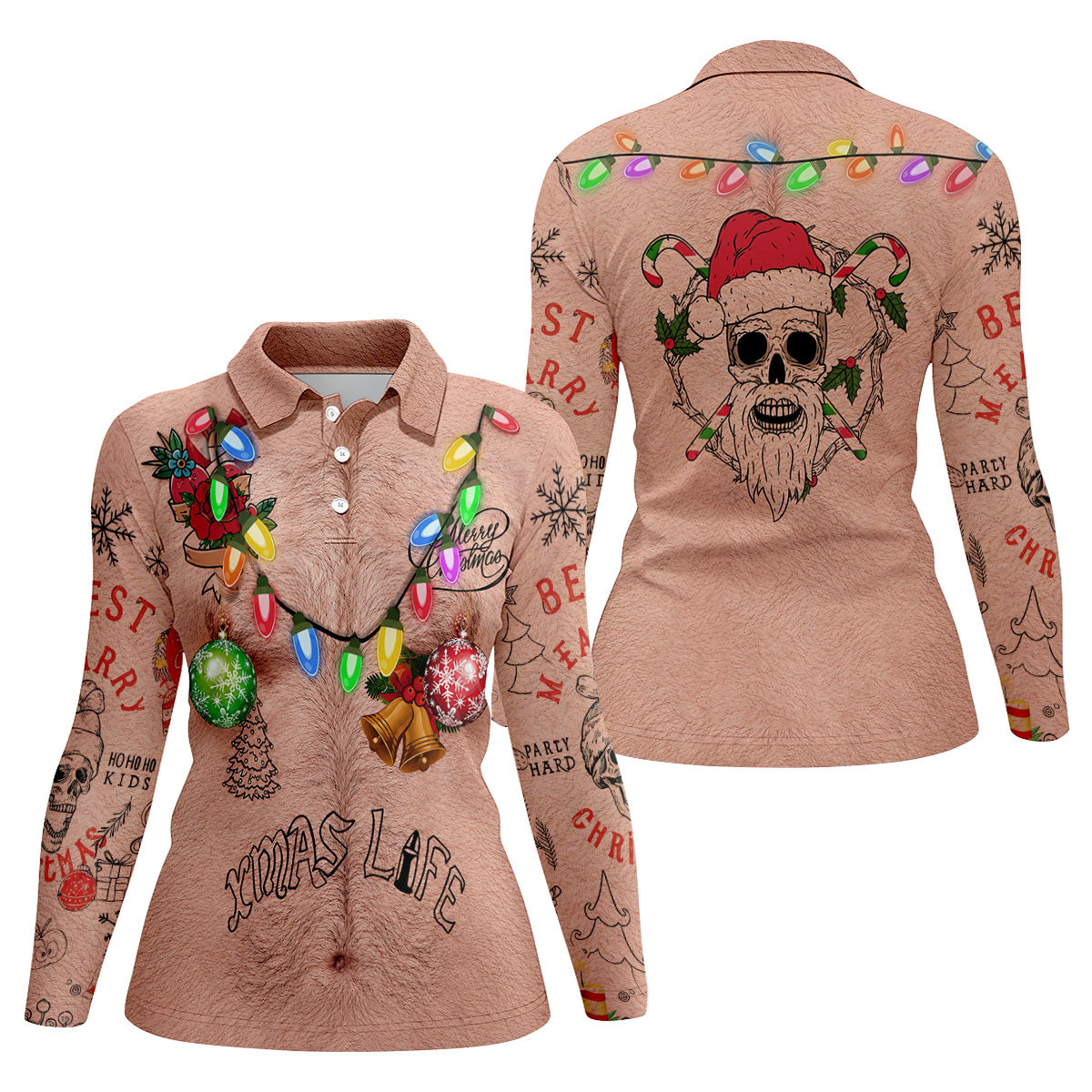 Funny Xmas Life Christmas Lights Body Golf Shirt, Christmas Shirts For Women, Christmas Golf Shirt