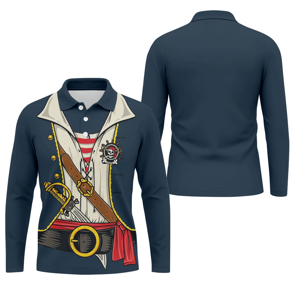 Funny Pirate Costume Hawaiian Golf Shirt, Men's Golf Shirt, Polo Shirts For Men