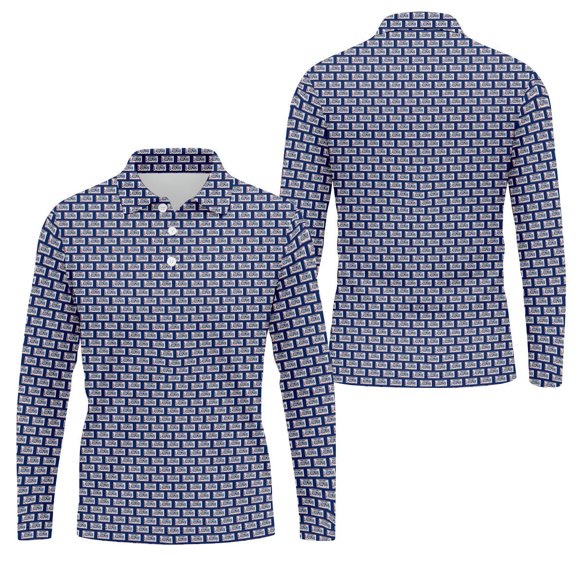 Blue New York Assman Pattern Polo Shirt, Mens Golf Polo, Hawaiian Golf Shirt, Golf Apparel For Men