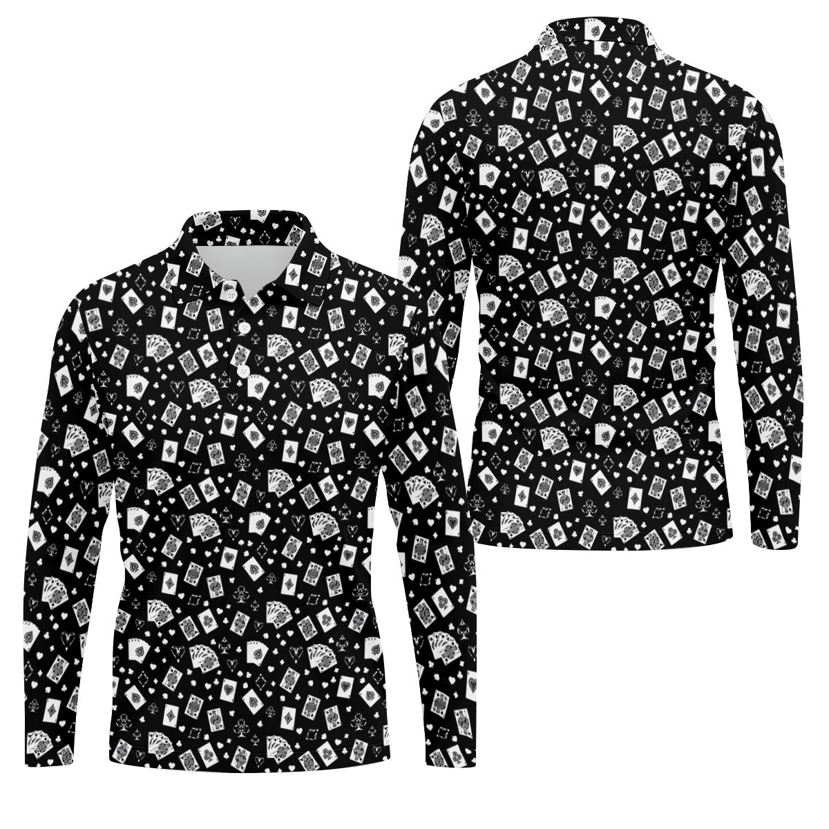 Casino Cards Black Golf Shirt, Golf Tops For Men, Men's Funny Golf Shirts, Golf Shirts For Men