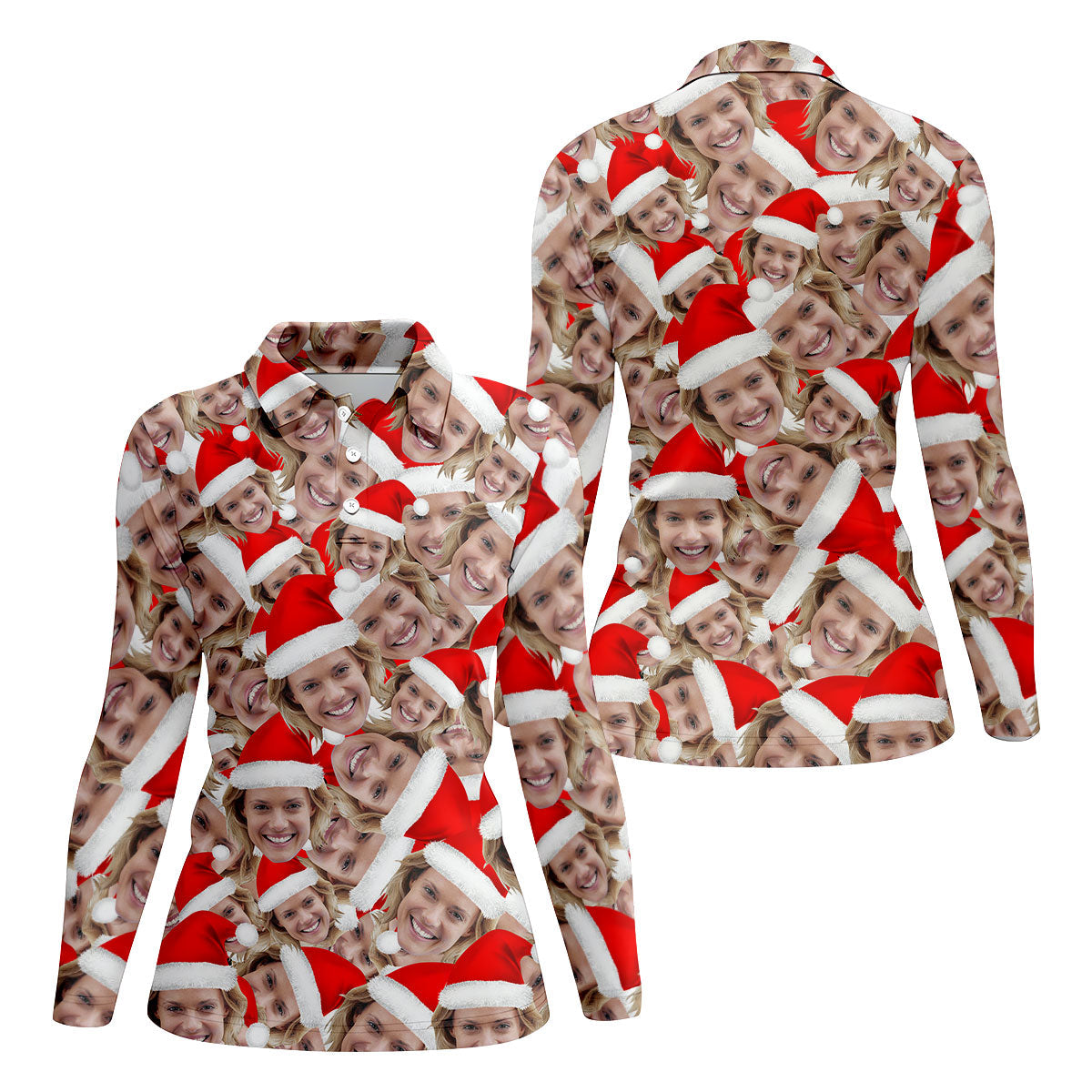 Funny Custom Face Christmas Golf Shirt, Women's Golf Shirts, Ladies Golf Polos, Christmas Golf Shirt