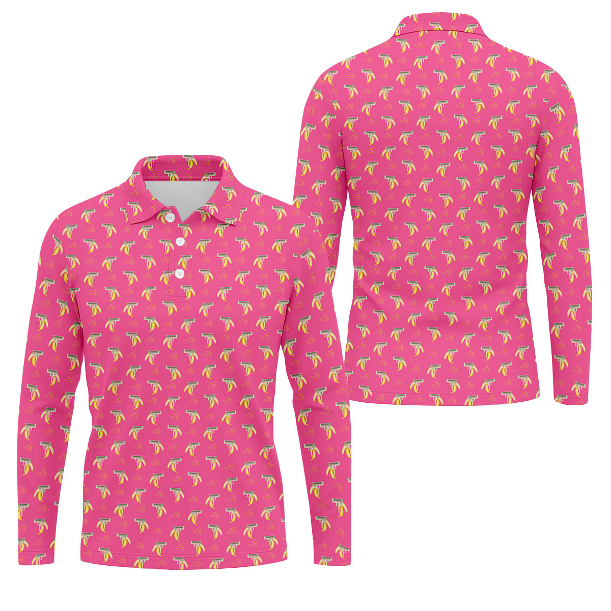 Funny Banana Hot Pink Golf Shirt, Golf Tops For Men, Golf Shirts For Men, Polo ShirtFor Men