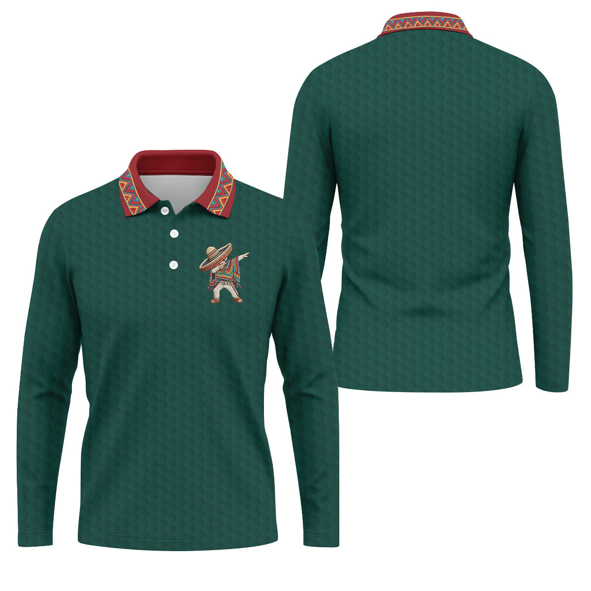 Cinco De Mayo Celebration Golf Ball Pattern Green Golf Shirt, Polo Shirtor Men