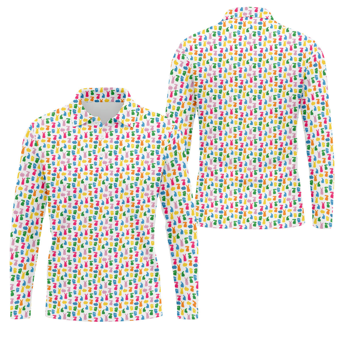 Bunny Hops Seamless Pattern Easter Golf Shirt, Golf Shirts For Men, Men's Funny Golf Shirts, Polo Shirt Men