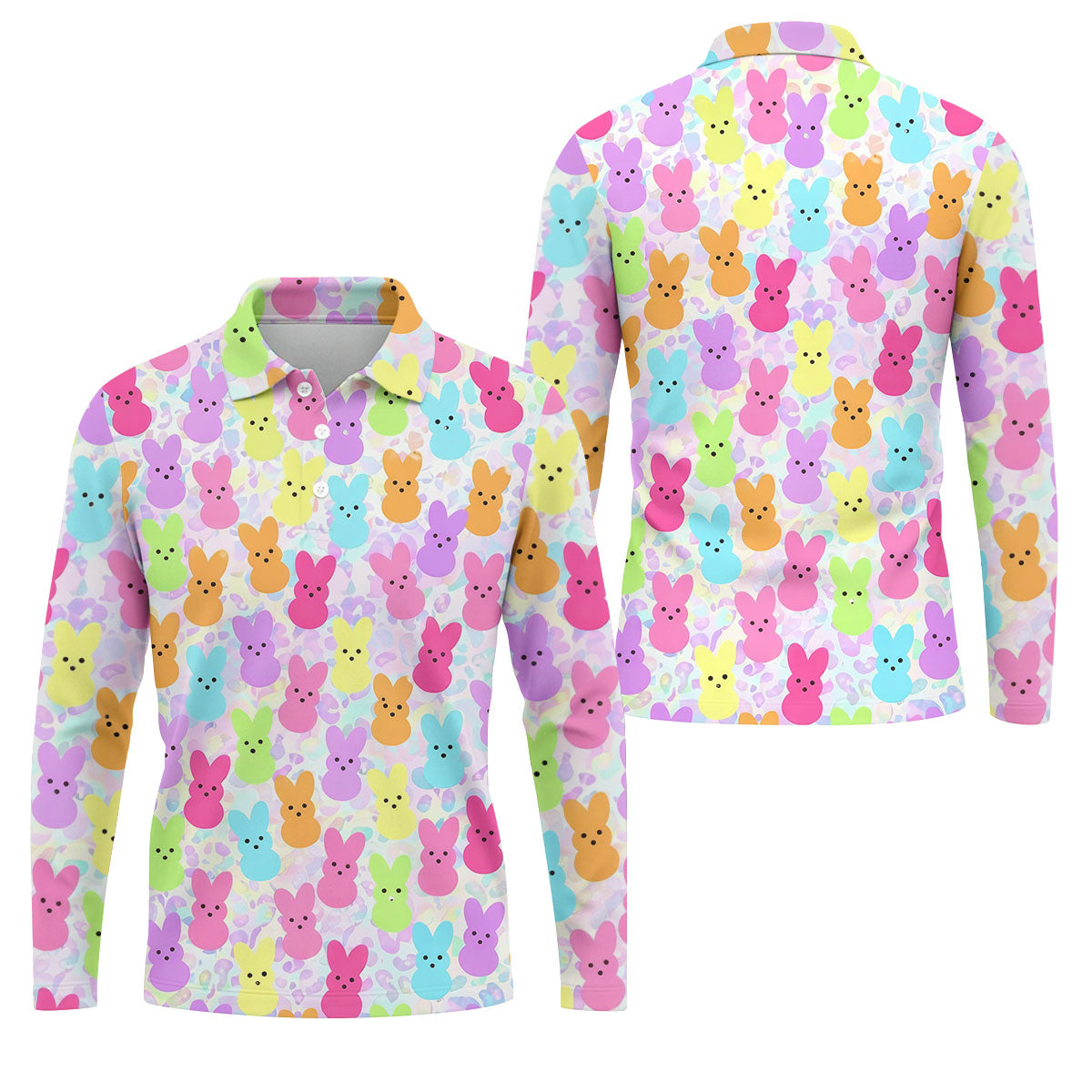 Pastel Easter Peeps Golf Shirts For Men, Cute Golf Outfit, Men's Funny Golf Shirts, Polo Shirt Men