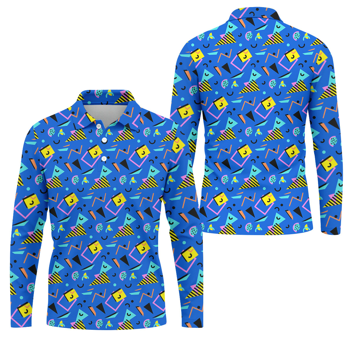 Playful Geometric Memphis Style Golf Tops For Men, Polo ShirtFor Men, Golf Shirts For Men