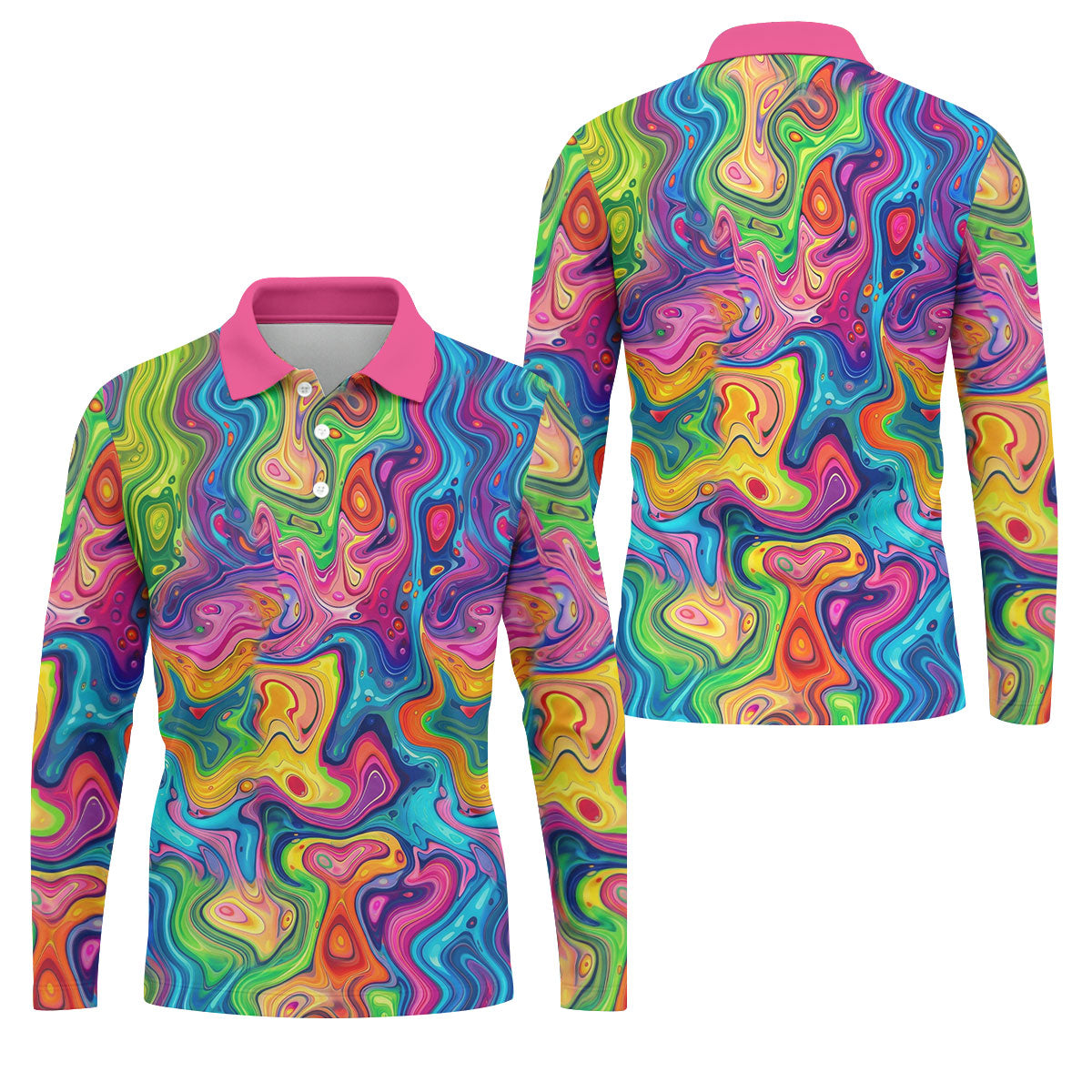 Liquid Marble Colorful Print Golf Tops For Men, Polo Shirt Men, Golf Shirts For Men