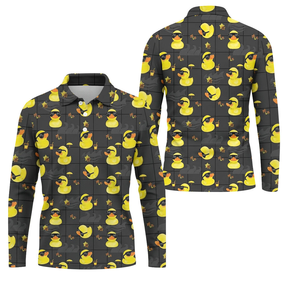 Yellow Rubber Duck Men's Funny Golf Shirts, Black Golf Shirt, Polo ShirtFor Men, Golf Shirts For Men
