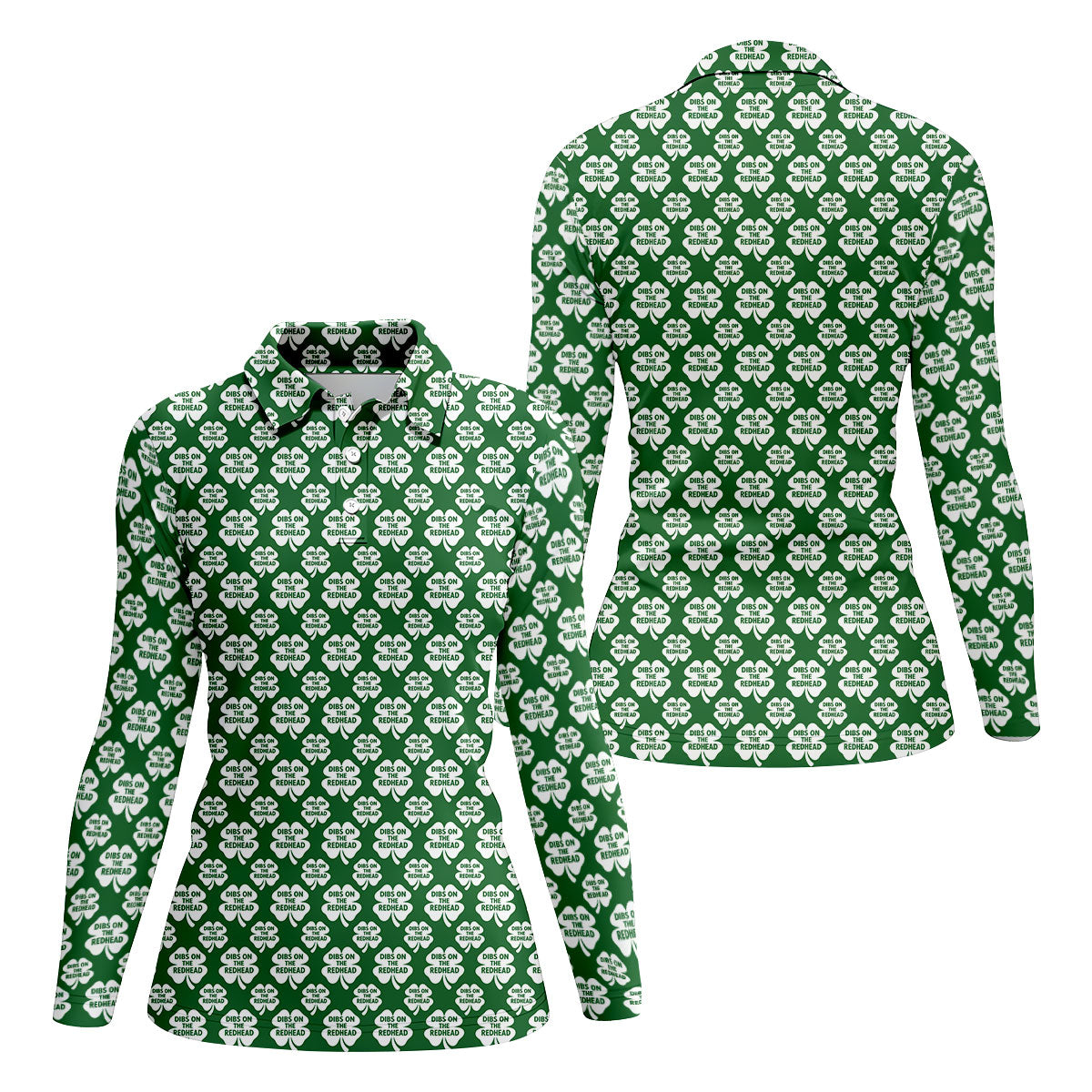 Dibs On The Redhead Lucky Four Leaf Clover St Patrick's Day Golf Shirt, Women's Golf Tops, Ladies Golf Shirts