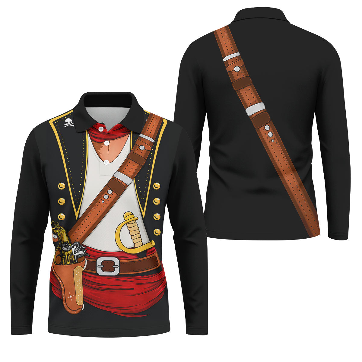 Swashbuckler Pirate Golf Shirt, Caribbean Captain Costume Pattern, Golf Shirt For Men