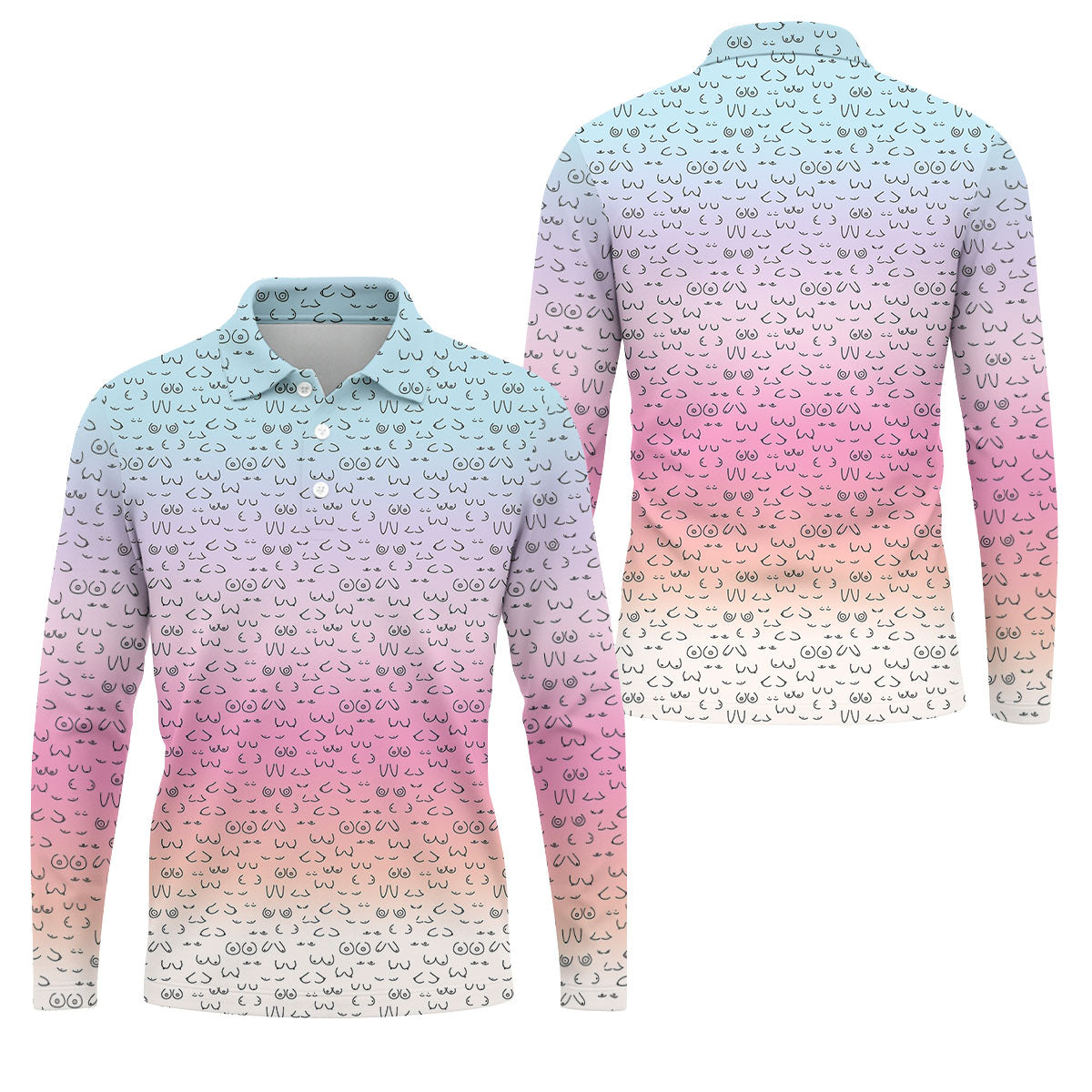 Funny Adult Humor Ombre Golf Shirt, Fun Men's Golf Polos, Polo ShirtFor Men, Golf Gift For Him