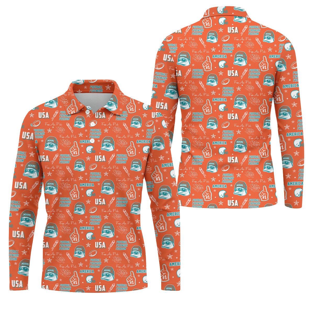 Cool Dolphin Beanie And Glasses Orange And Teal Sport Polo, American Football League Gift Ideas For Football Fans