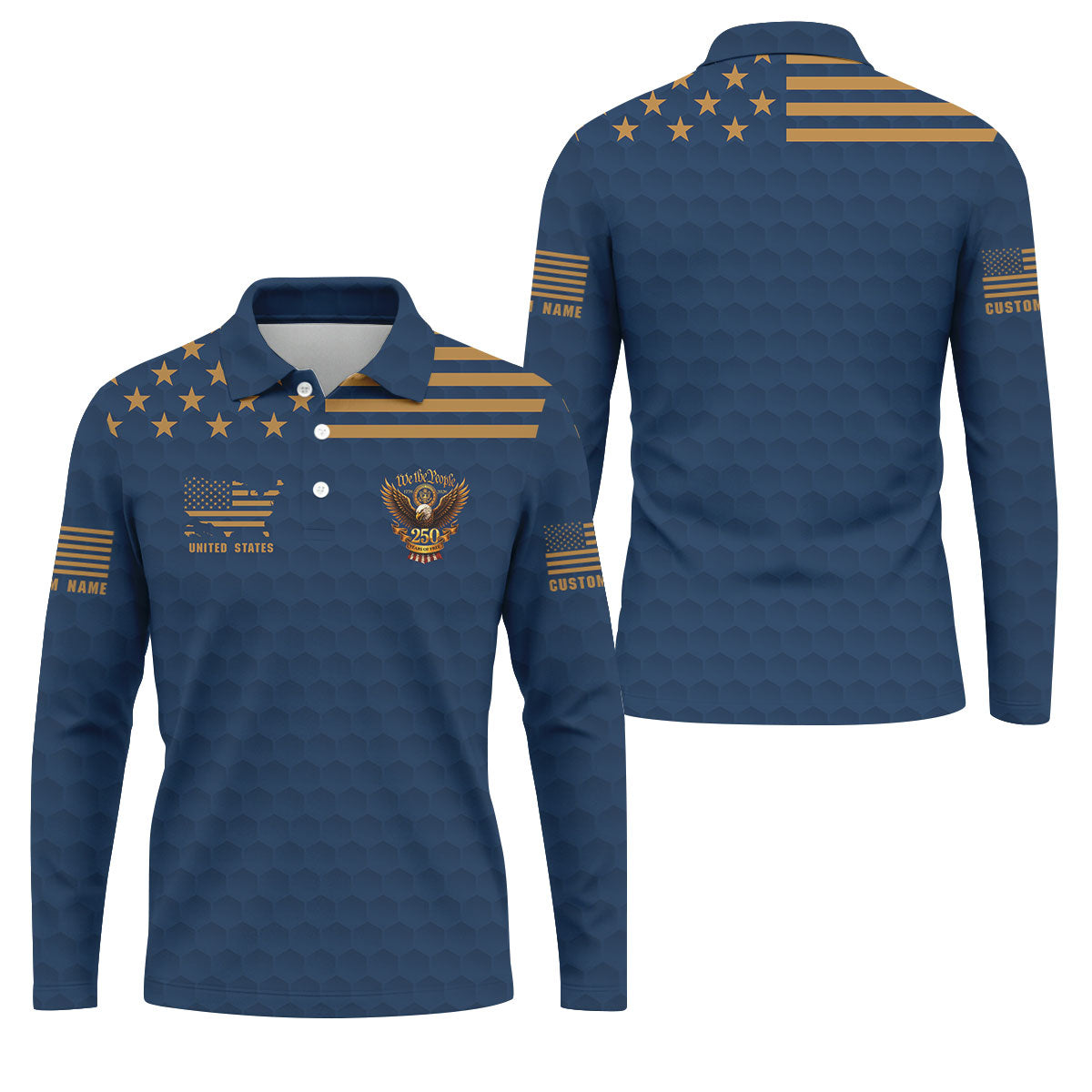 Navy Veteran We The People 250 Years Of Free 4th Of July Golf Shirt, Golf Shirts For Men