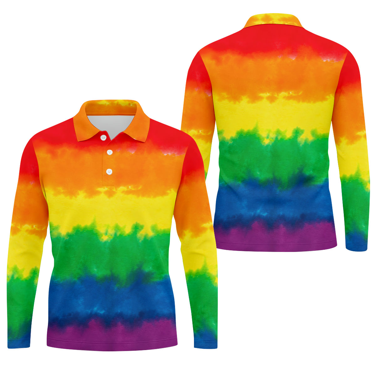 LGBT Rainbow Pride Month Celebrate Tie-Dye Print Golf Tops For Men, Pride Colors Golf Shirts For Men
