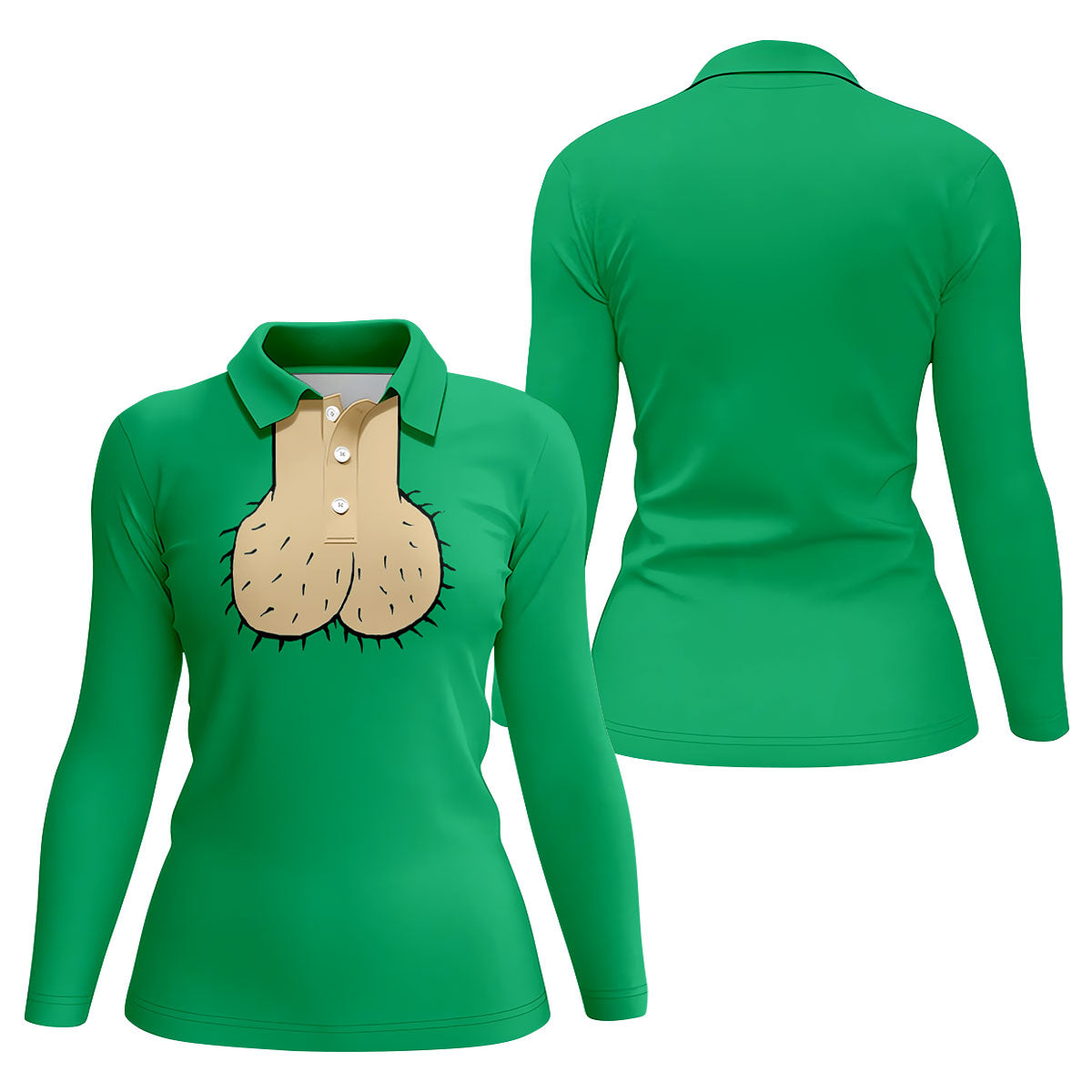 Green Funny Dickhead Faux Chest Golf Shirt, Women’s Golf Polo, Ladies Golf Top