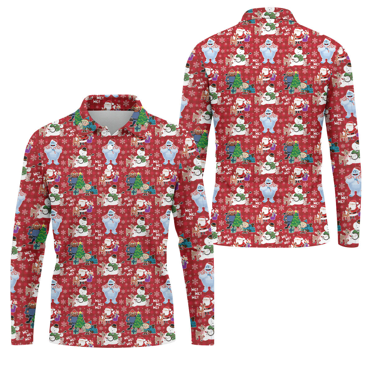 Ho Ho Ho Santa Snowman Men's Golf Polo Shirt Christmas Golf Shirt, Polo ShirtFor Men