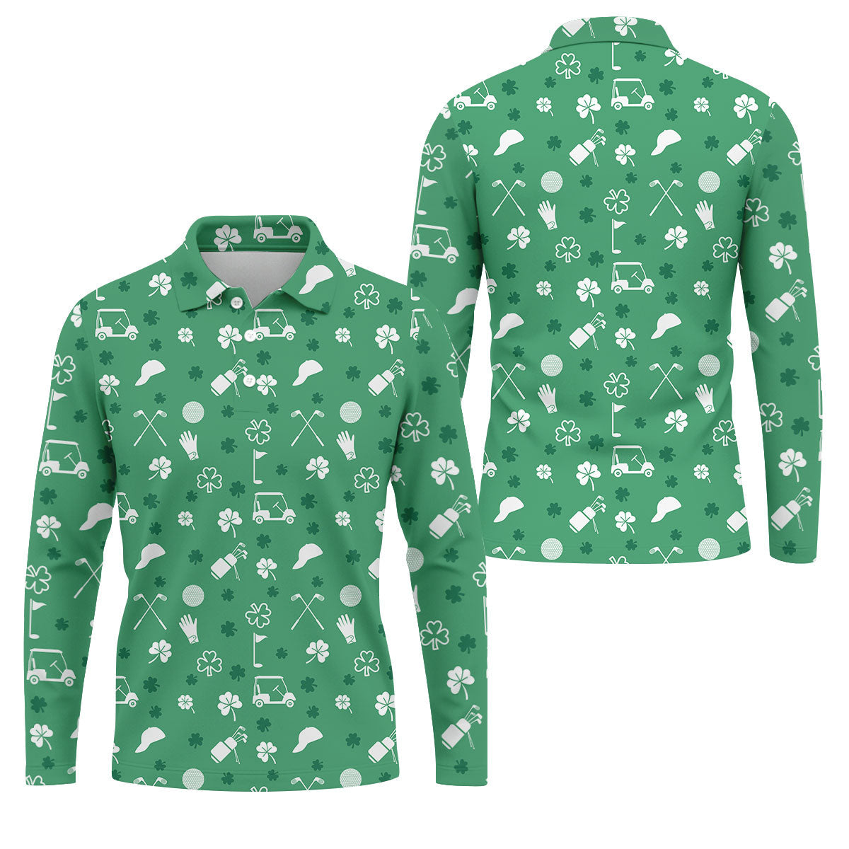 Golf Items Seamless Pattern St. Patrick’s Day Shamrock Golf Shirt, Polo ShirtFor Men, Golf Shirts For Men