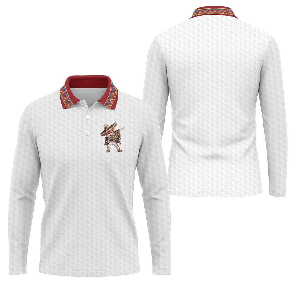 Cinco De Mayo Celebration Golf Ball Pattern White Golf Shirt, Polo Shirtor Men