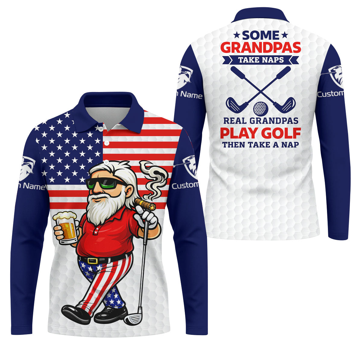 Real Grandpas Play Golf Father's Day 4th Of July Golf Shirt, 250 Years Polo Shirtor Men