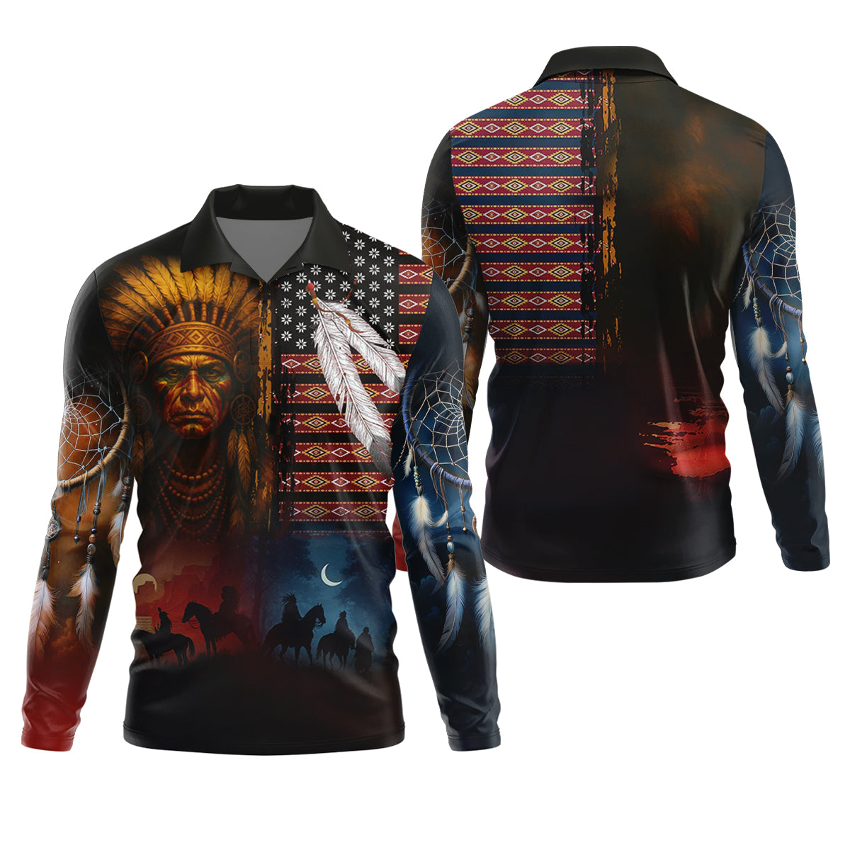 Native Heritage Red & Blue Golf Tops For Men, Native American Ancestry Polo Shirtor Men, Indigenous Peoples Month