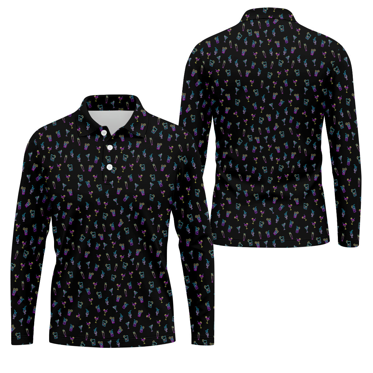 Neon Cocktail Retro Golf Shirt, Golf Tops For Men, Polo ShirtFor Men, Golf Shirts For Men