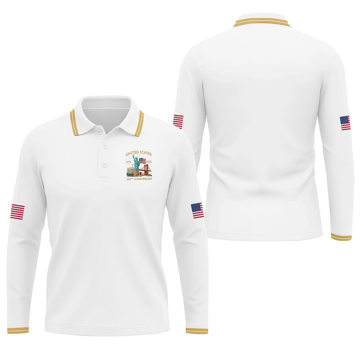 America 1776-2026 Patriotic Golf Polo ShirtS 250th Anniversary 4th Of July Golf Shirts For Men