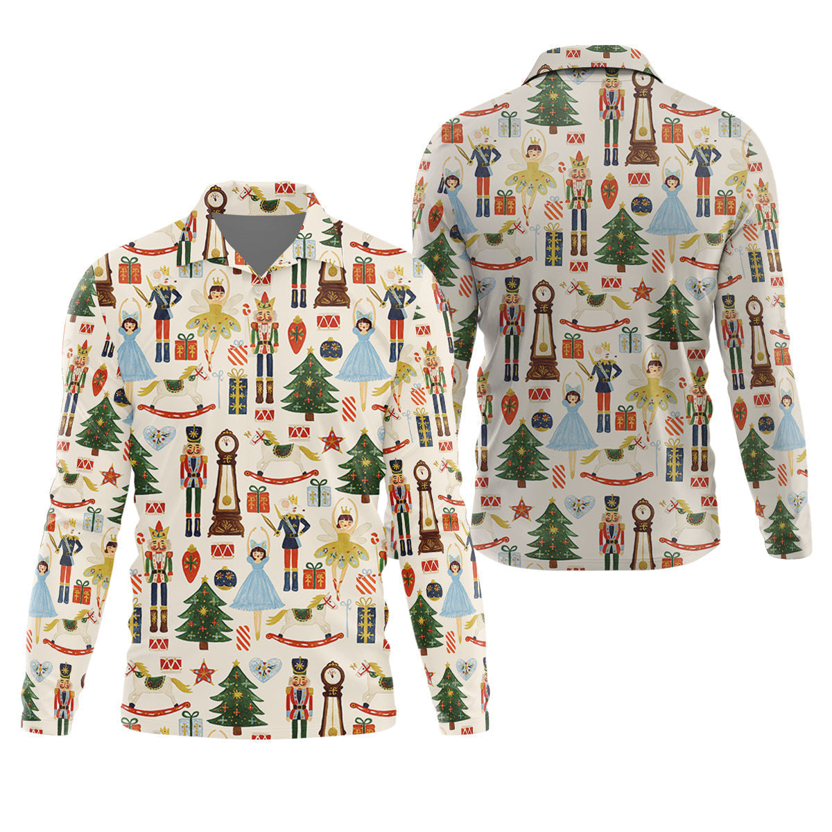Vintage Nutcracker Christmas Golf Shirt, Men's Golf Polo Shirte Golf Outfit, Golf Gift For Men