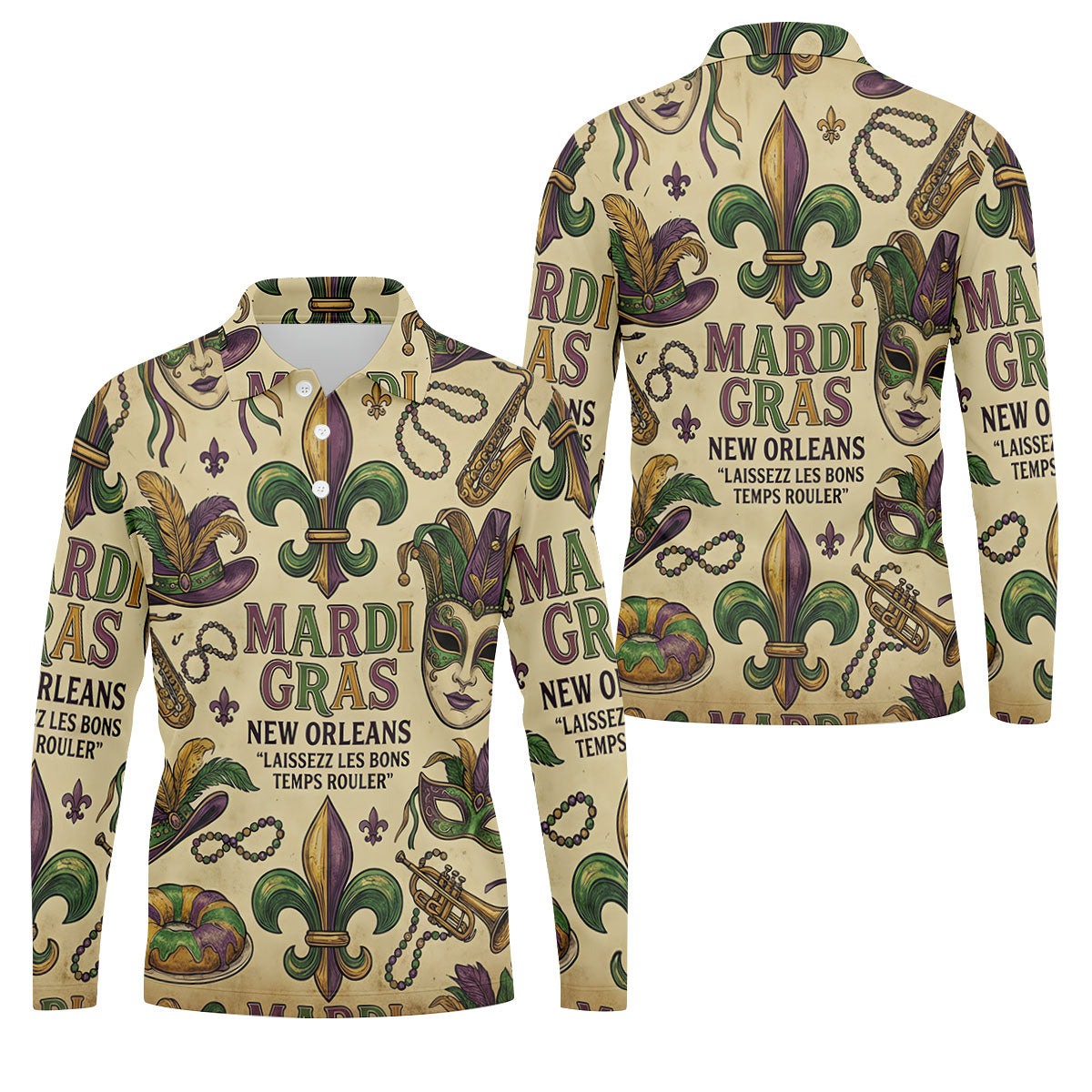 Mardi Gras New Orleans Fleur De Lis Carnival Hat Men's Golf Polo Shirtlf Shirts For Men