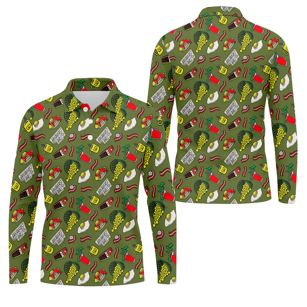 Breakfast Balls Golf Tops For Men, Men's Funny Golf Shirts, Golf Shirts For Men, Polo Shirtor Men