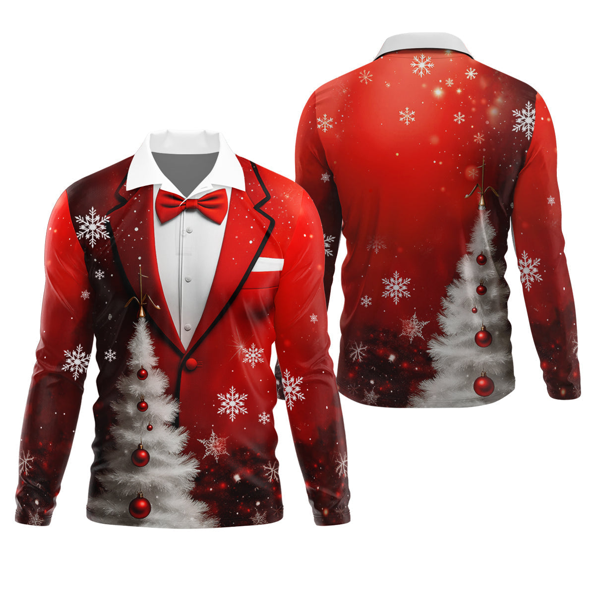 Snow Pine Tree Black And Red Christmas Men's Golf Polo Shirtristmas Golf Shirt, Golf Gift For Men