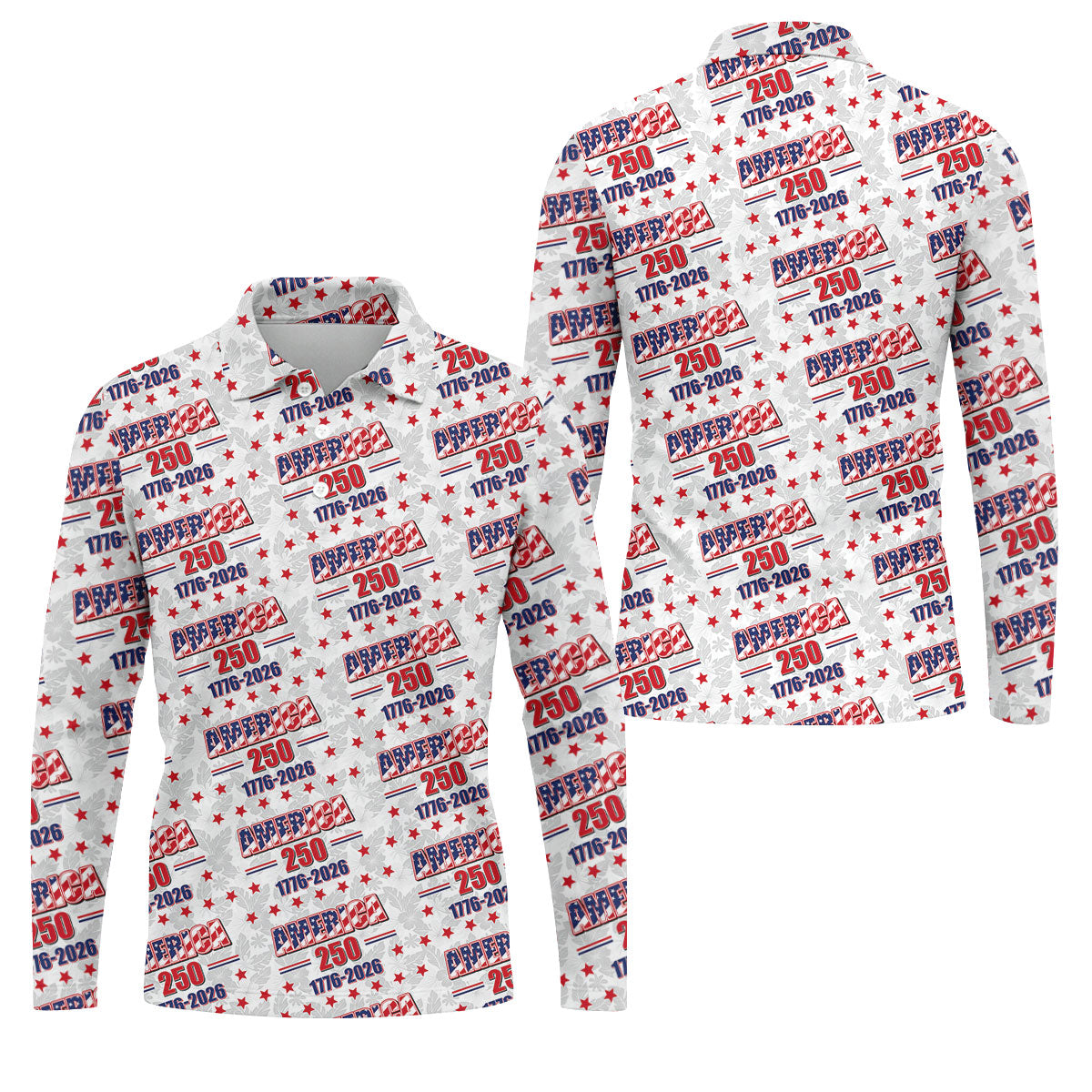 America 250 Tropical Floral 4th Of July Golf Shirt, Patriotic Golf Shirt, Golf Shirts For Men