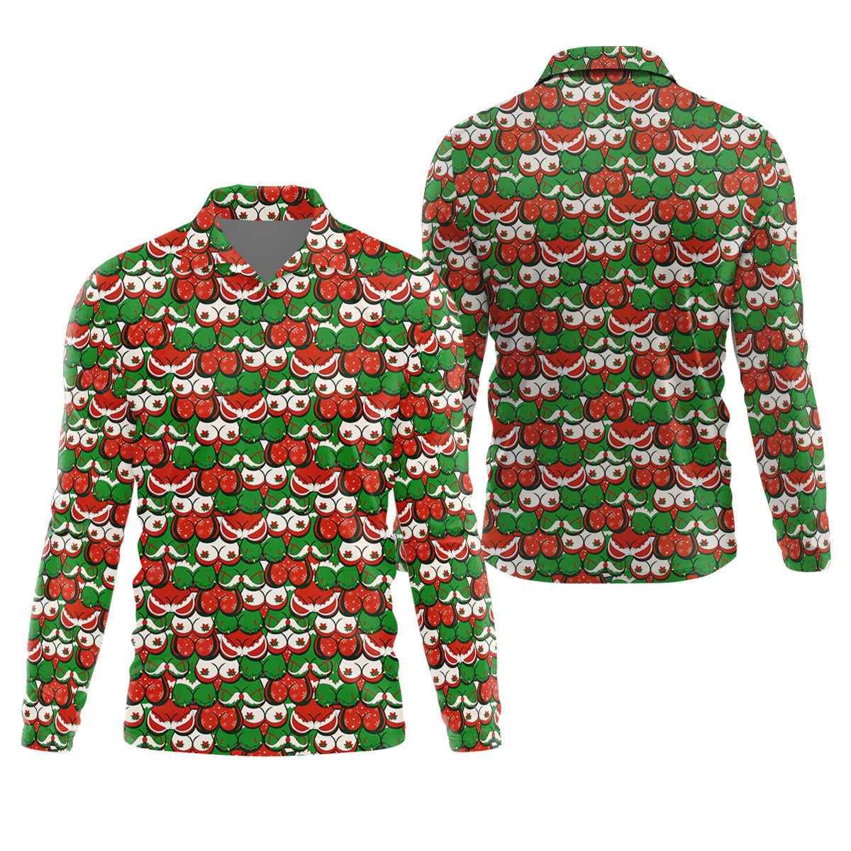 Funny Christmas Red And Green Men's Golf Polo Shirtristmas Golf Shirt, Cute Golf Outfit, Golf Gift For Men