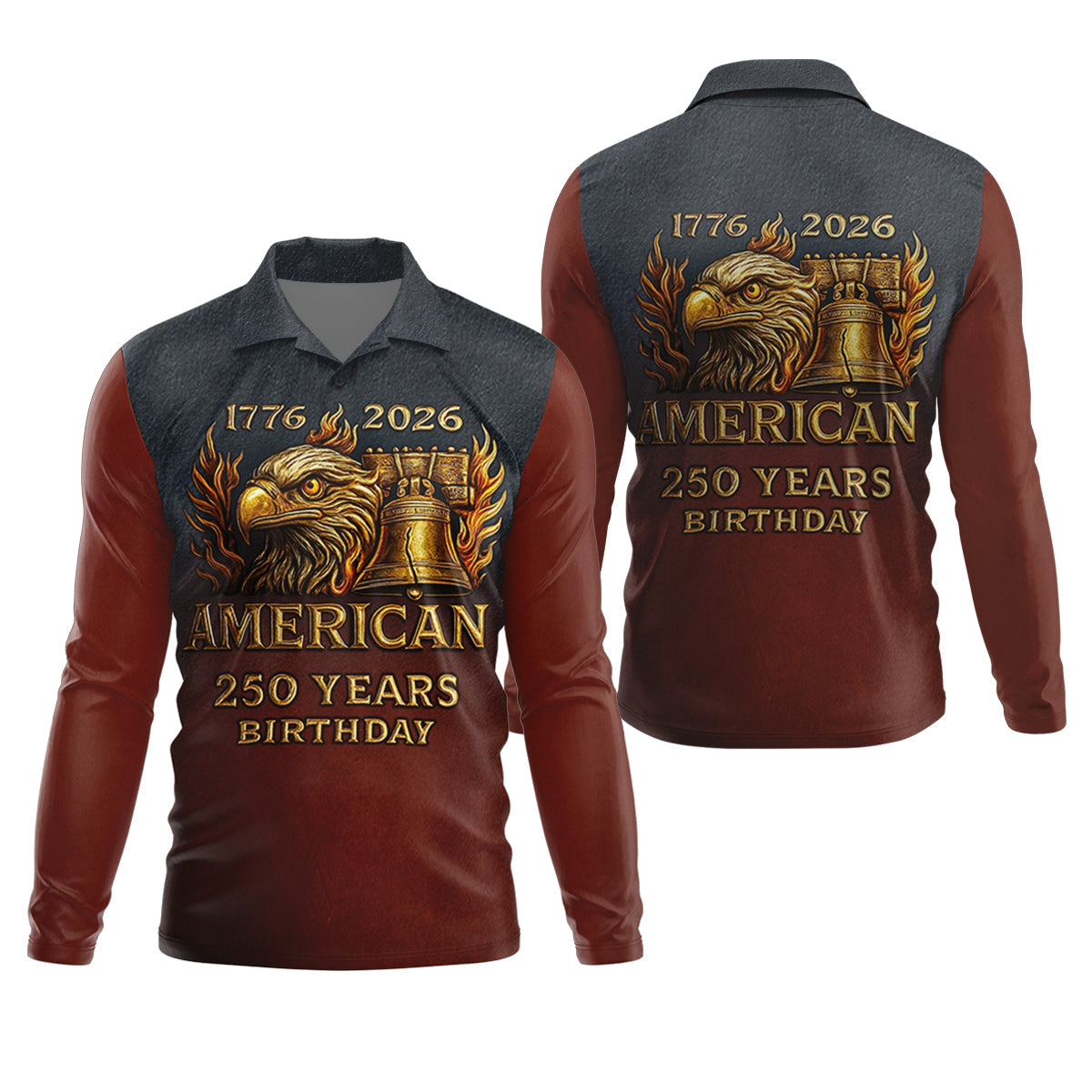 American 250 Years Birthday Navy And Maroon Golf Shirts For Men, 250th Anniversary Polo ShirtFor Men