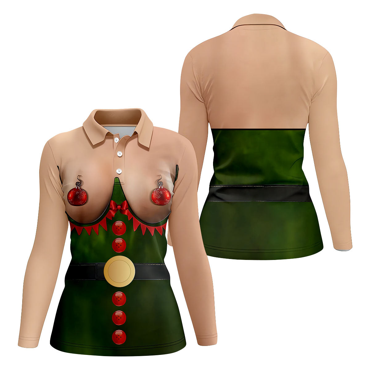 Funny Elf Costume Ornament Christmas Golf Shirt, Christmas Shirts For Women, Christmas Golf Shirt