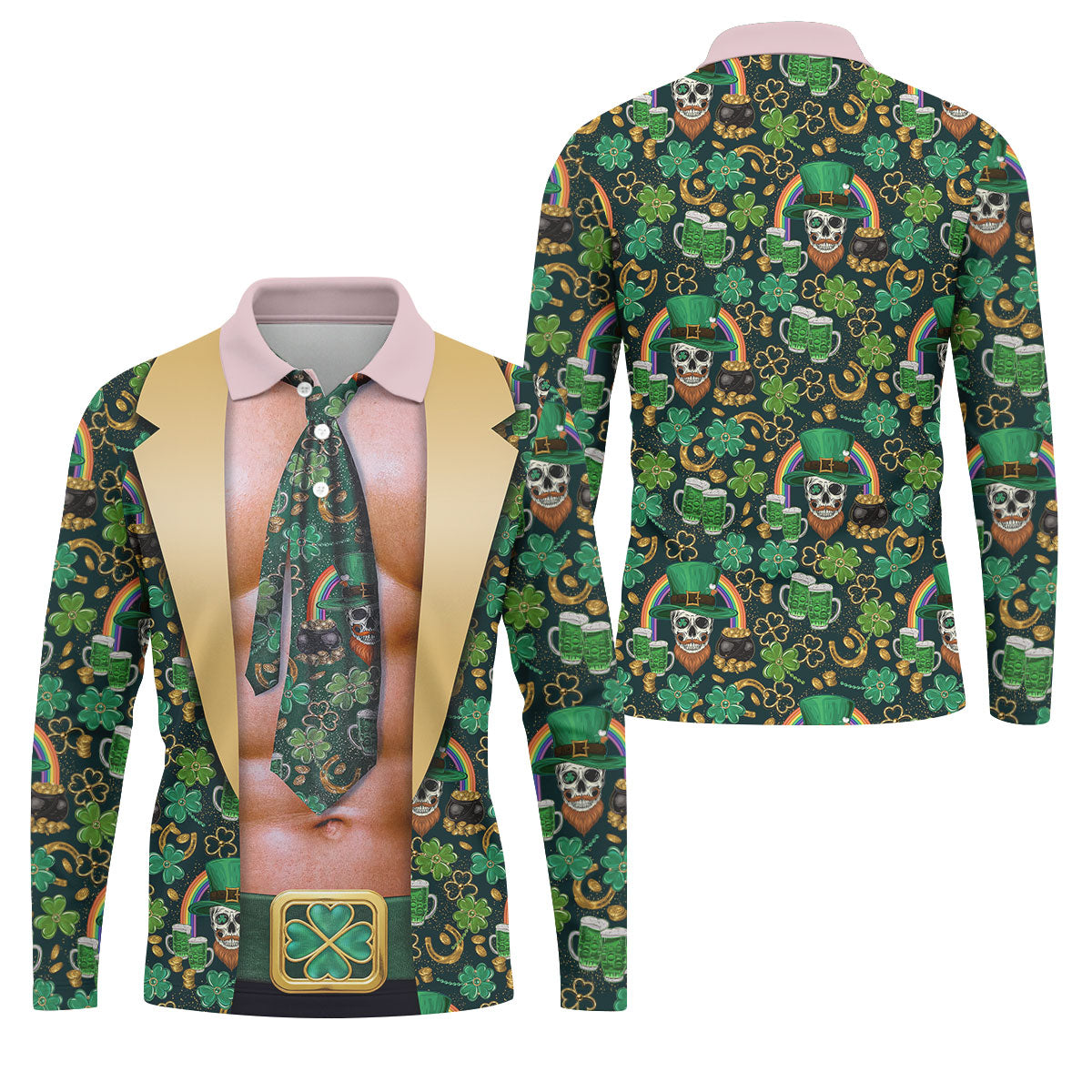 Funny Costume Shamrock St Patrick's Day Golf Shirt, Performance Golf Shirt, Polo ShirtFor Men