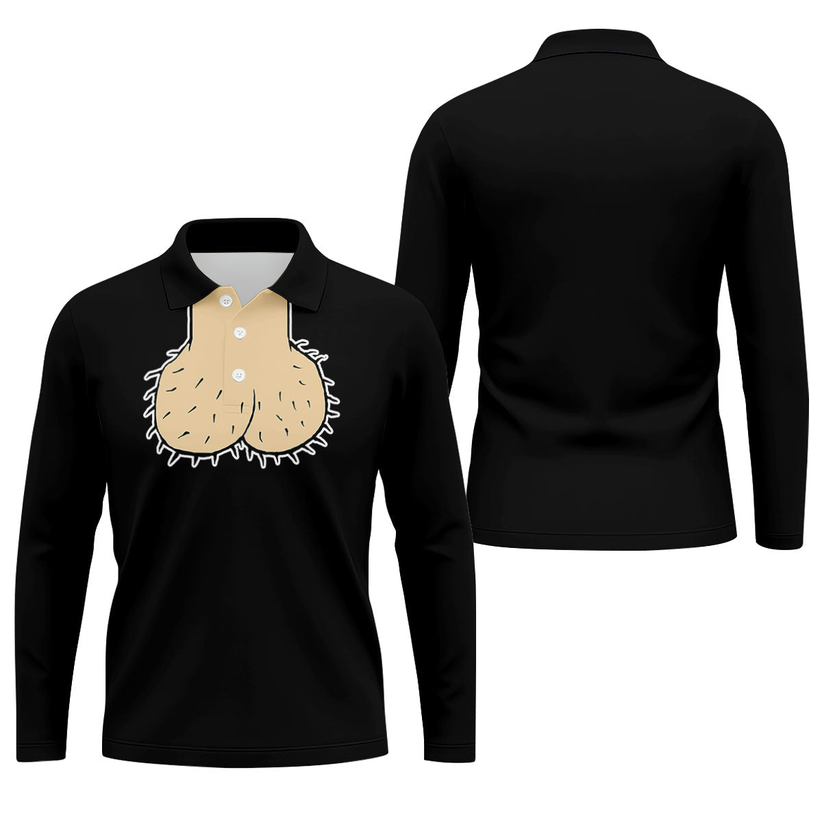 Black Funny Dickhead Faux Chest Golf Shirt, Men's Golf Shirt, Polo Shirts For Men