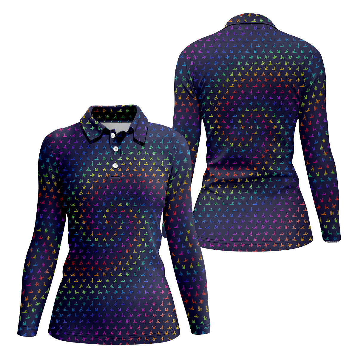 Naughty Position Adult Humor Rainbow Effect Women Golf Top, Festive Ladies Golf Tops, Ladies Golf Shirts