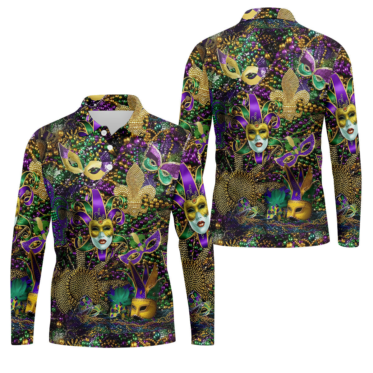 Holiday Mardi Gras Green Purple Gold Golf Tops For Men, Polo ShirtFor Men, Golf Gift For Men