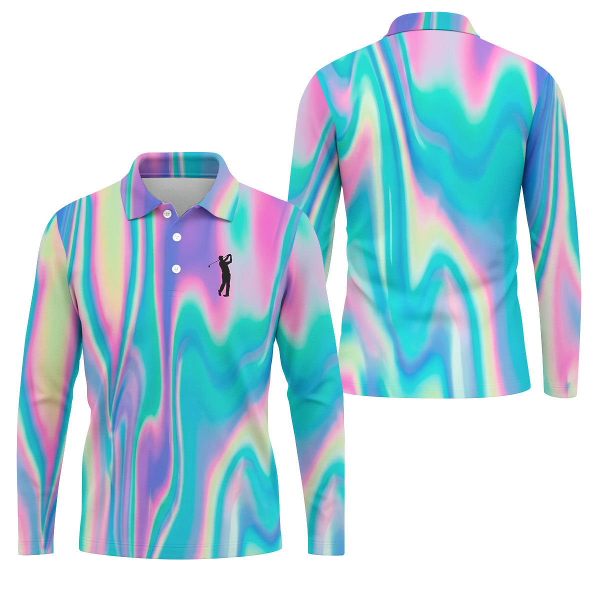 Shimmering Gradient Pattern Golf Shirts For Men, Polo ShirtFor Men, Golfing Apparel