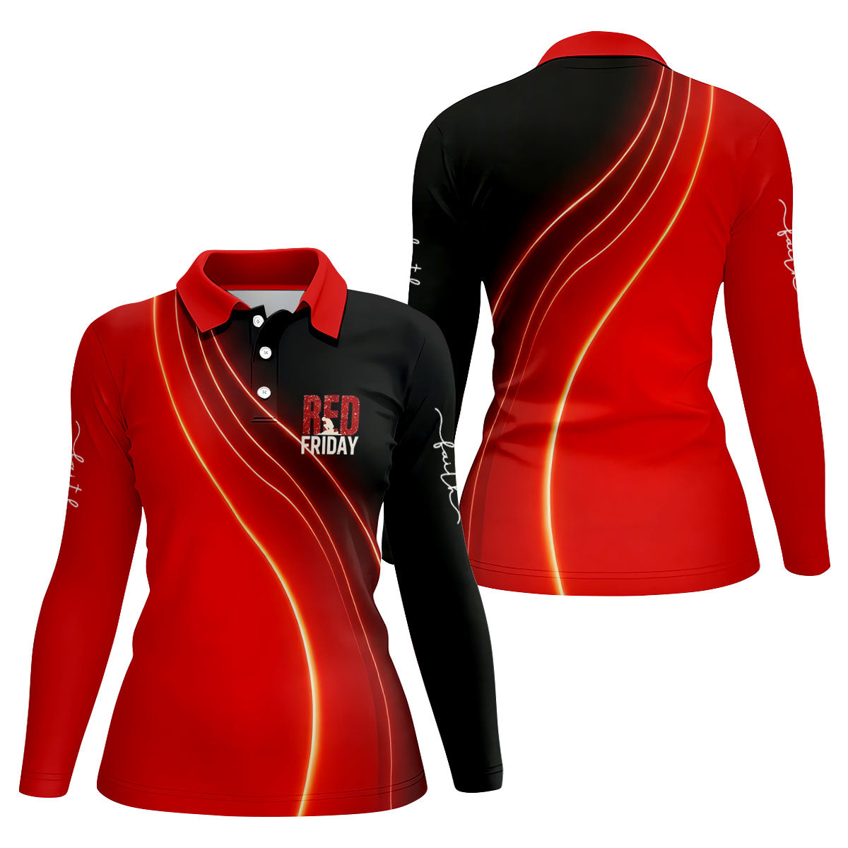 Red Friday Red Black Gradient Faith 4th Of July Golf Shirt, 250 Years Golf Shirt For Women